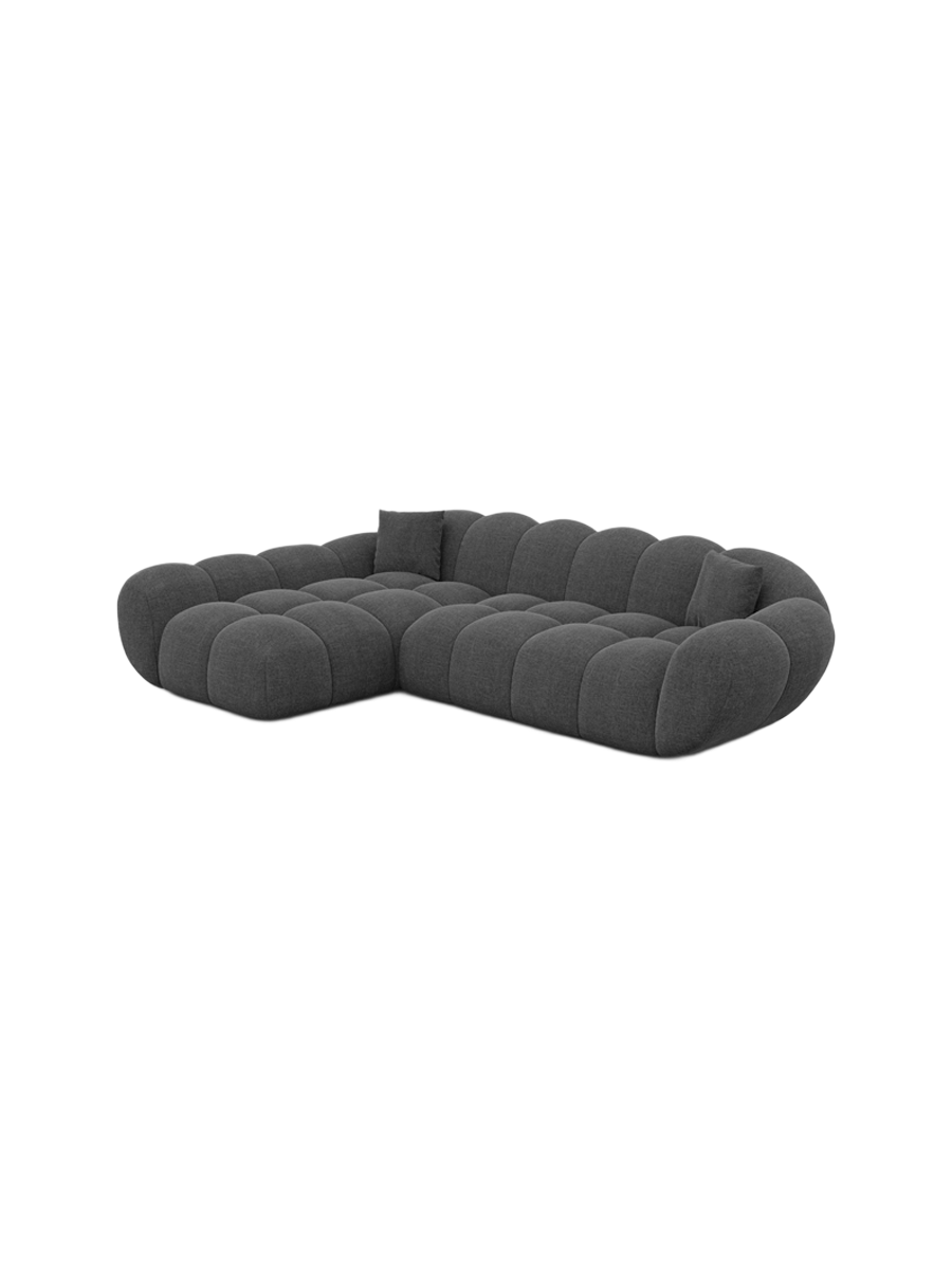 
4-seat designer corner sofa “Levante” with textured fabric upholstery - Textured fabric Anthracite / Left corner section