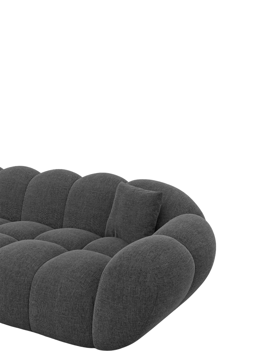
4-seat designer corner sofa “Levante” with textured fabric upholstery - Textured fabric Anthracite / Left corner section
