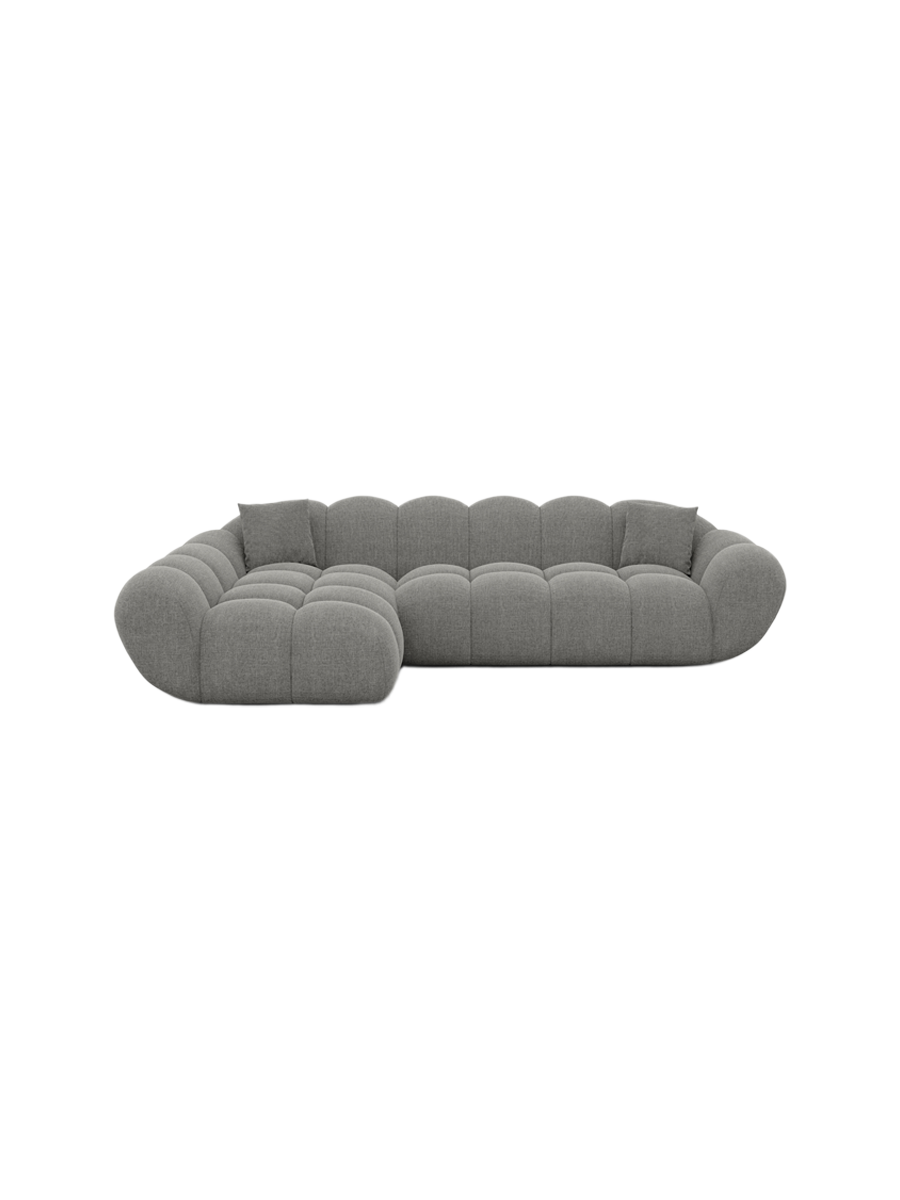 
4-seat designer corner sofa “Levante” with textured fabric upholstery - Textured fabric Anthracite / Left corner section