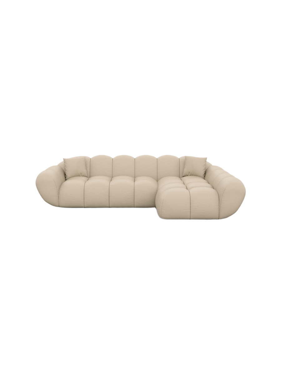 
4-Sitzer Design Echtleder Ecksofa „Levante“ - Echtleder Beige / Eckteil links