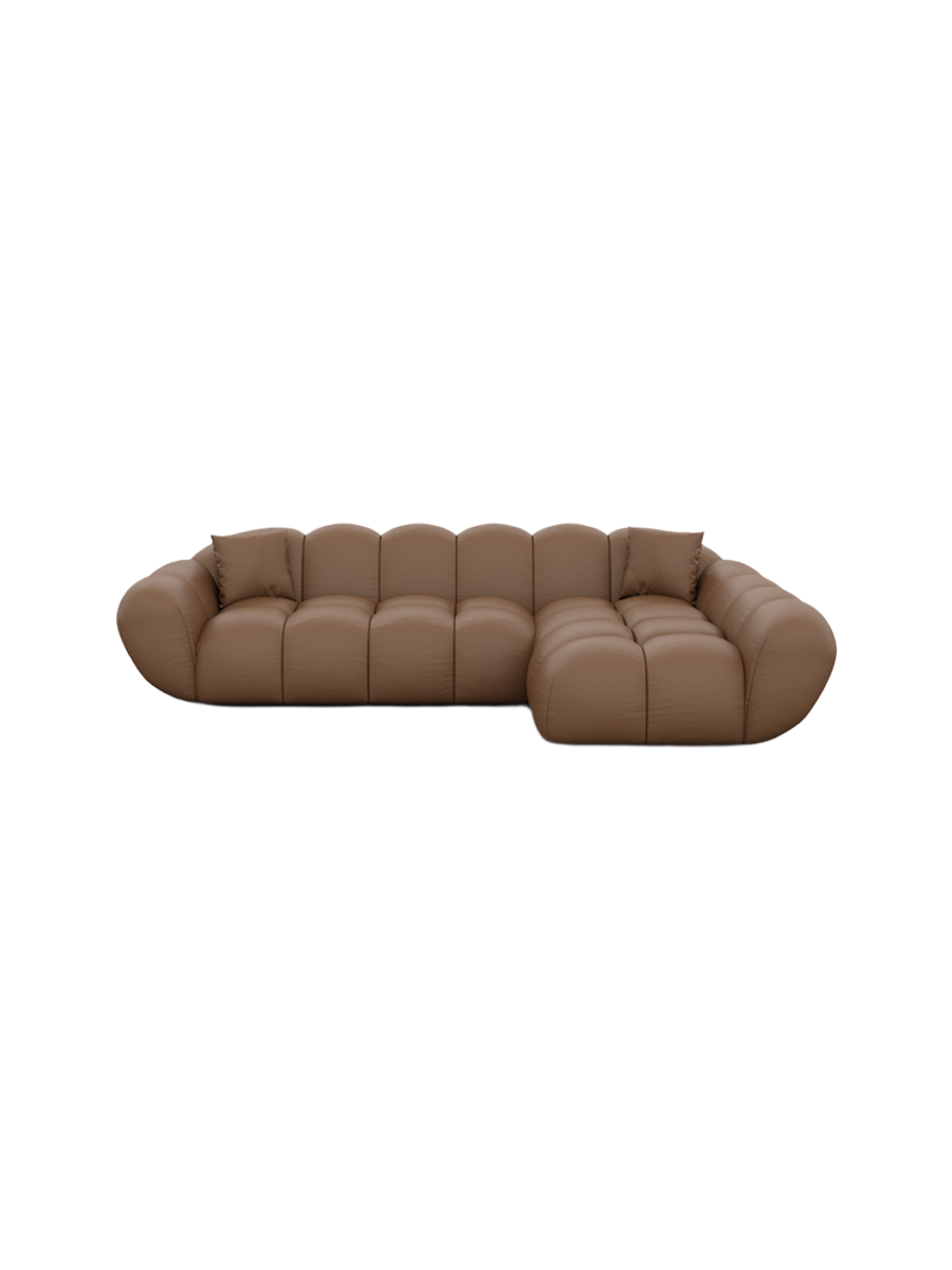 
4-Sitzer Design Echtleder Ecksofa „Levante“ - Echtleder Beige / Eckteil links