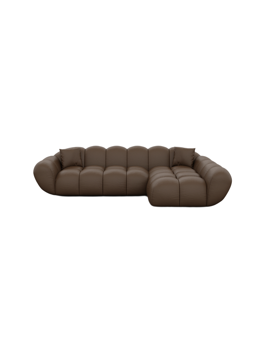 
4-Sitzer Design Echtleder Ecksofa „Levante“ - Echtleder Beige / Eckteil links