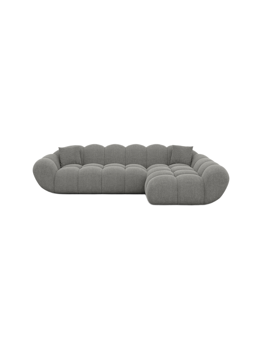 
4-seat designer corner sofa “Levante” with textured fabric upholstery - Textured fabric Anthracite / Left corner section
