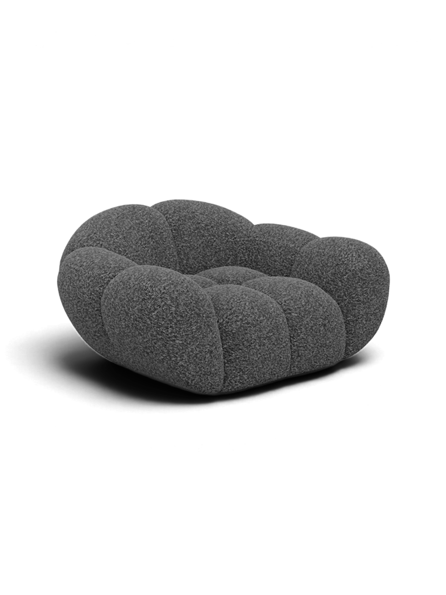 
Poltrona lounge di design «Levante» con rivestimento in bouclé - Bouclé Grafite