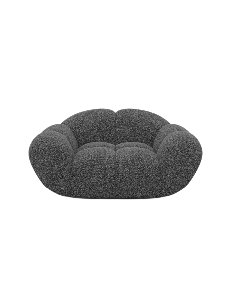 
Fauteuil lounge design « Levante » avec revêtement en tissu bouclé - Bouclé Graphit