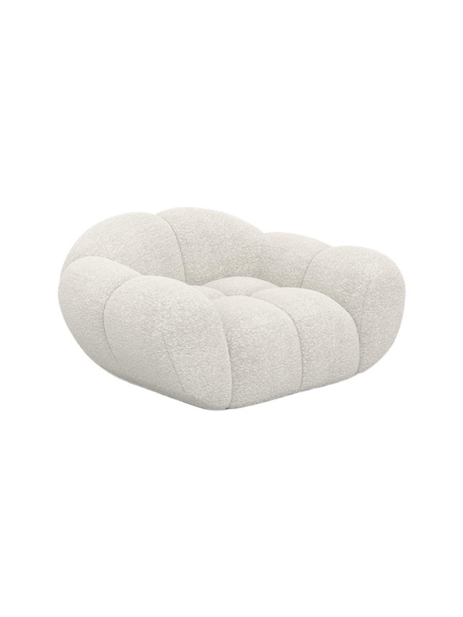 
Fauteuil lounge design « Levante » avec revêtement en tissu bouclé - Bouclé Graphit