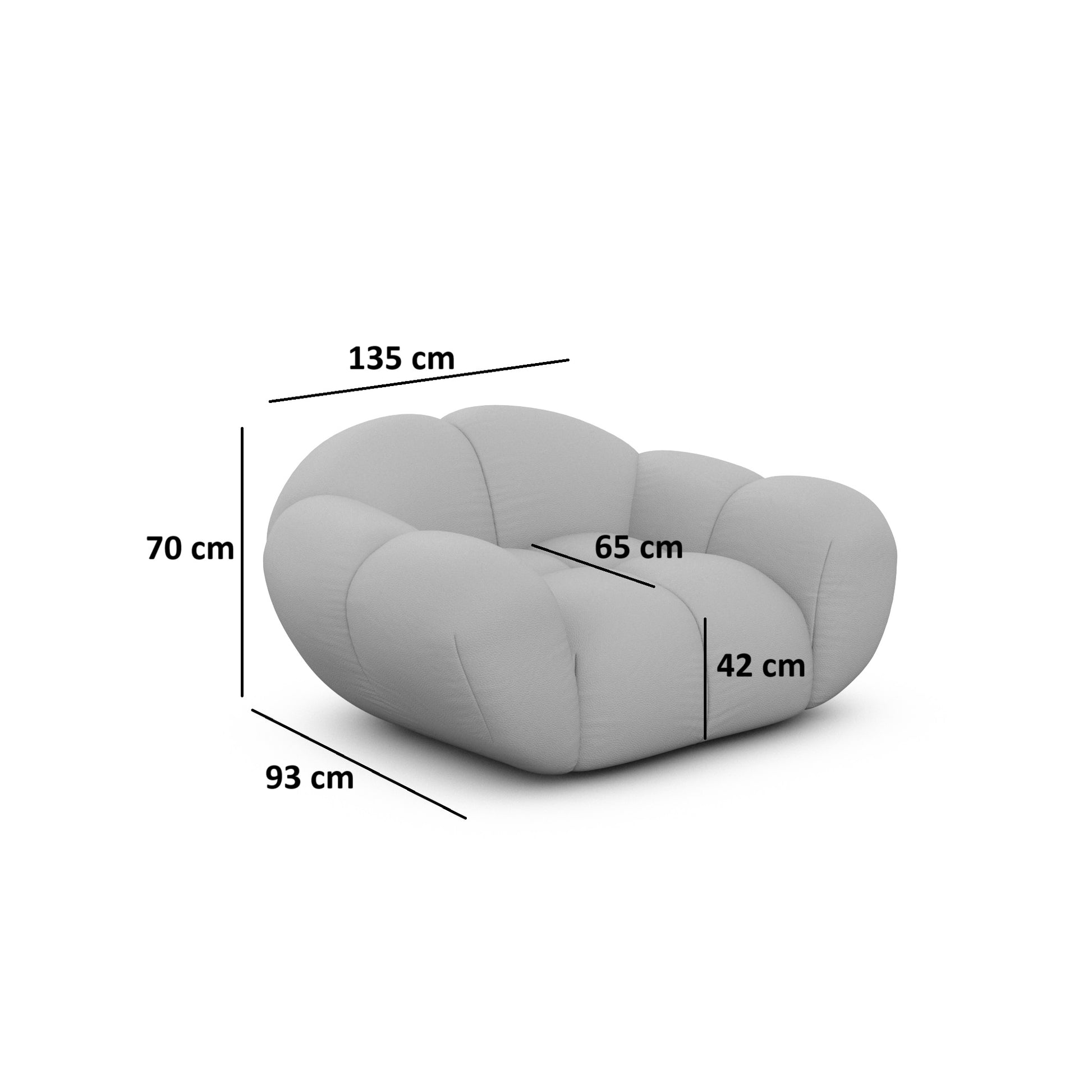 
Design Echtleder Loungesessel „Levante“ - Echtleder Beige