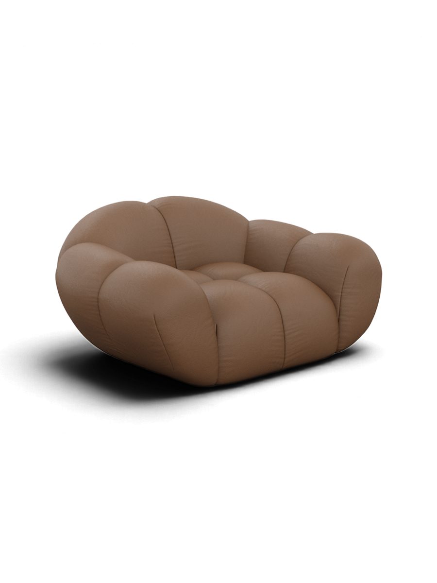 
Designer genuine leather lounge chair “Levante” - Genuine leather Choco Brown