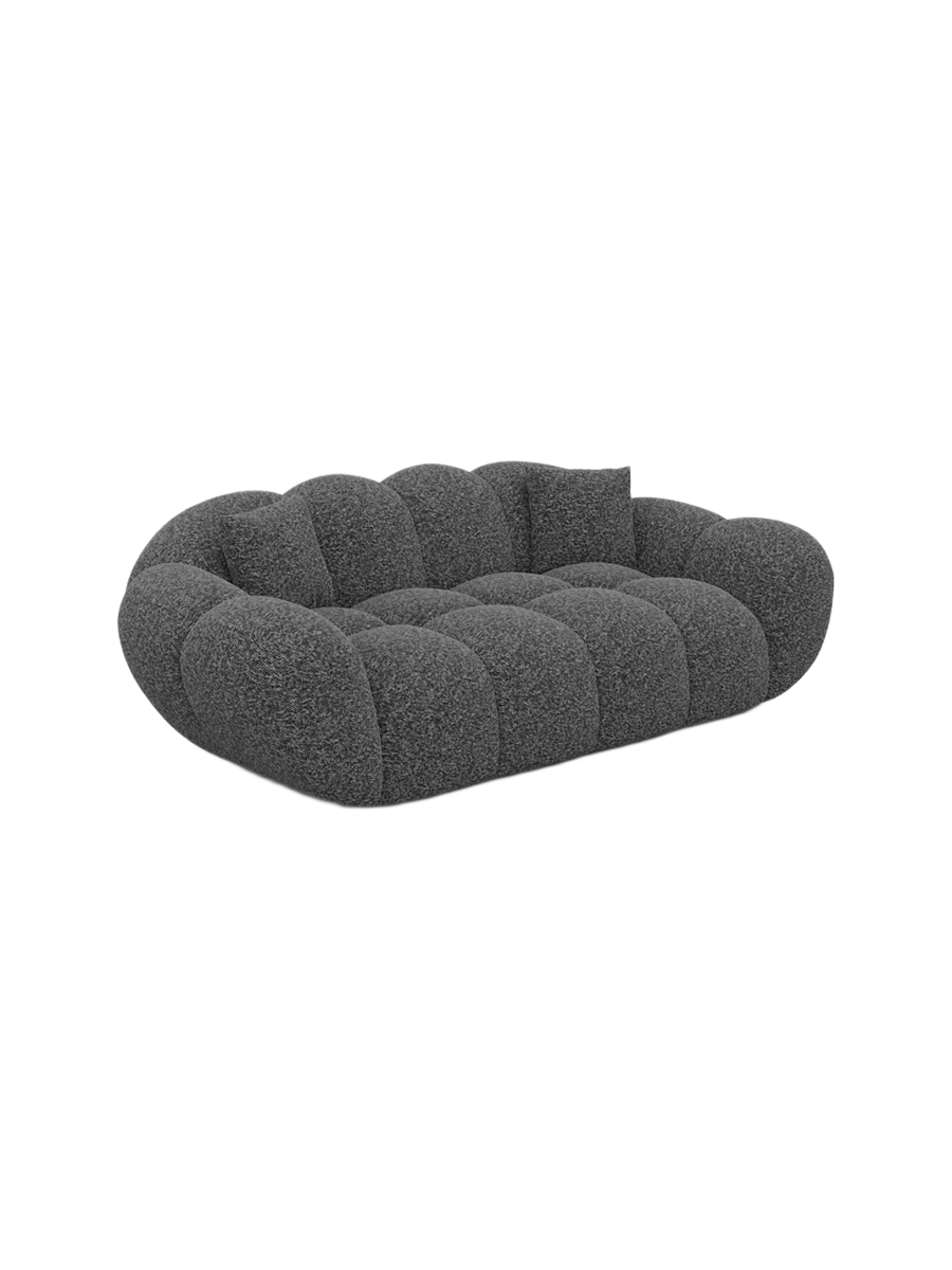 
Canapé design 2 places « Levante » avec revêtement en tissu bouclé - Bouclé Graphit