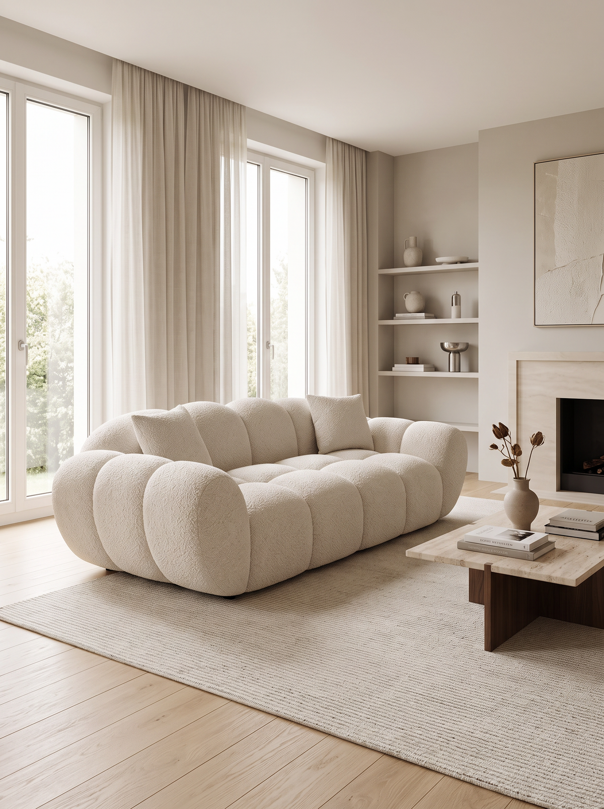 
2-seater designer sofa “Levante” with bouclé upholstery - Bouclé Toffee