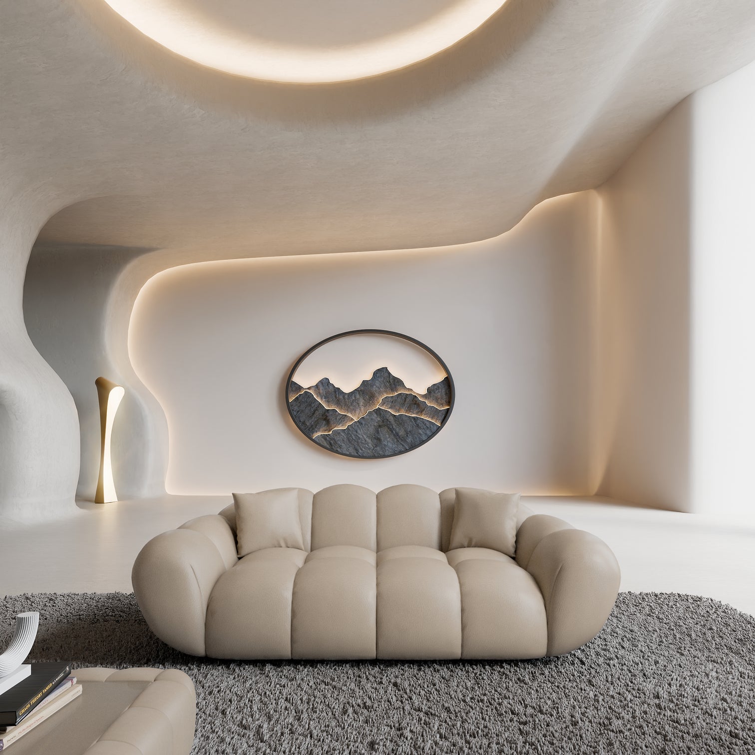 
2-Sitzer Design Echtleder Sofa „Levante“ - Echtleder Beige