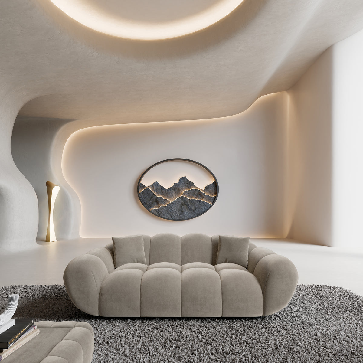 
Divano di design a 2 posti «Levante» con rivestimento in velluto - Rivestimento in velluto Beige scuro