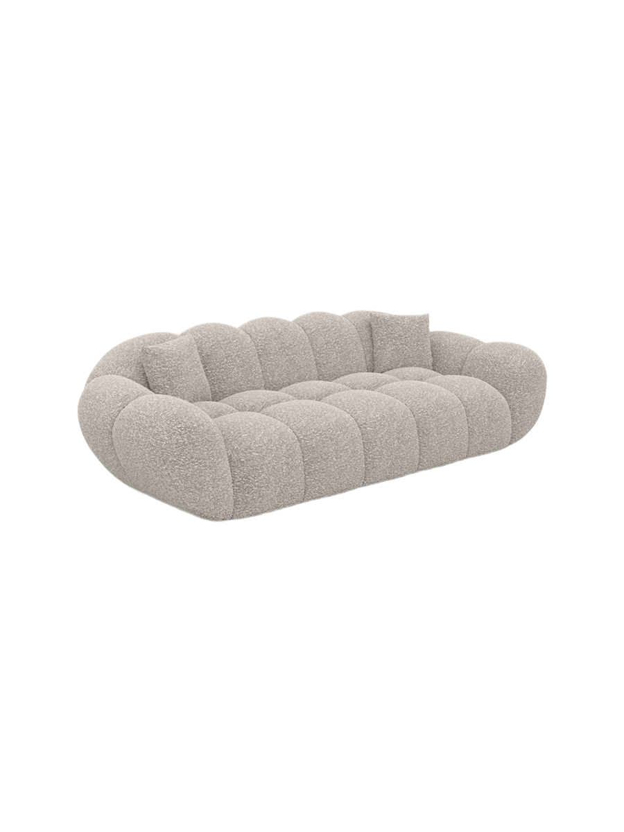 
Divano di design a 3 posti «Levante» con rivestimento in bouclé - Bouclé Toffee