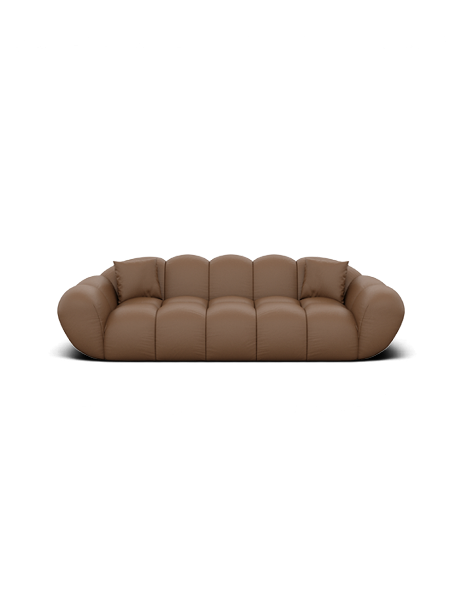 
3-seat designer genuine leather sofa “Levante” - Genuine leather Choco Brown