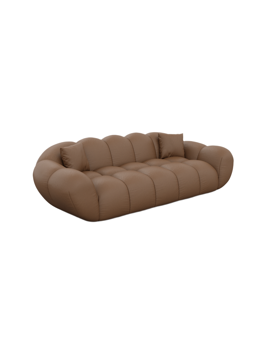 
3-seat designer genuine leather sofa “Levante” - Genuine leather Choco Brown