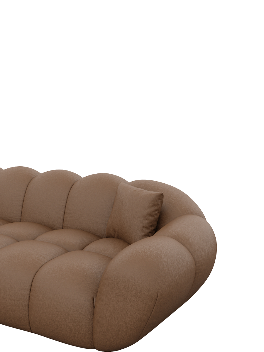 
3-seat designer genuine leather sofa “Levante” - Genuine leather Choco Brown