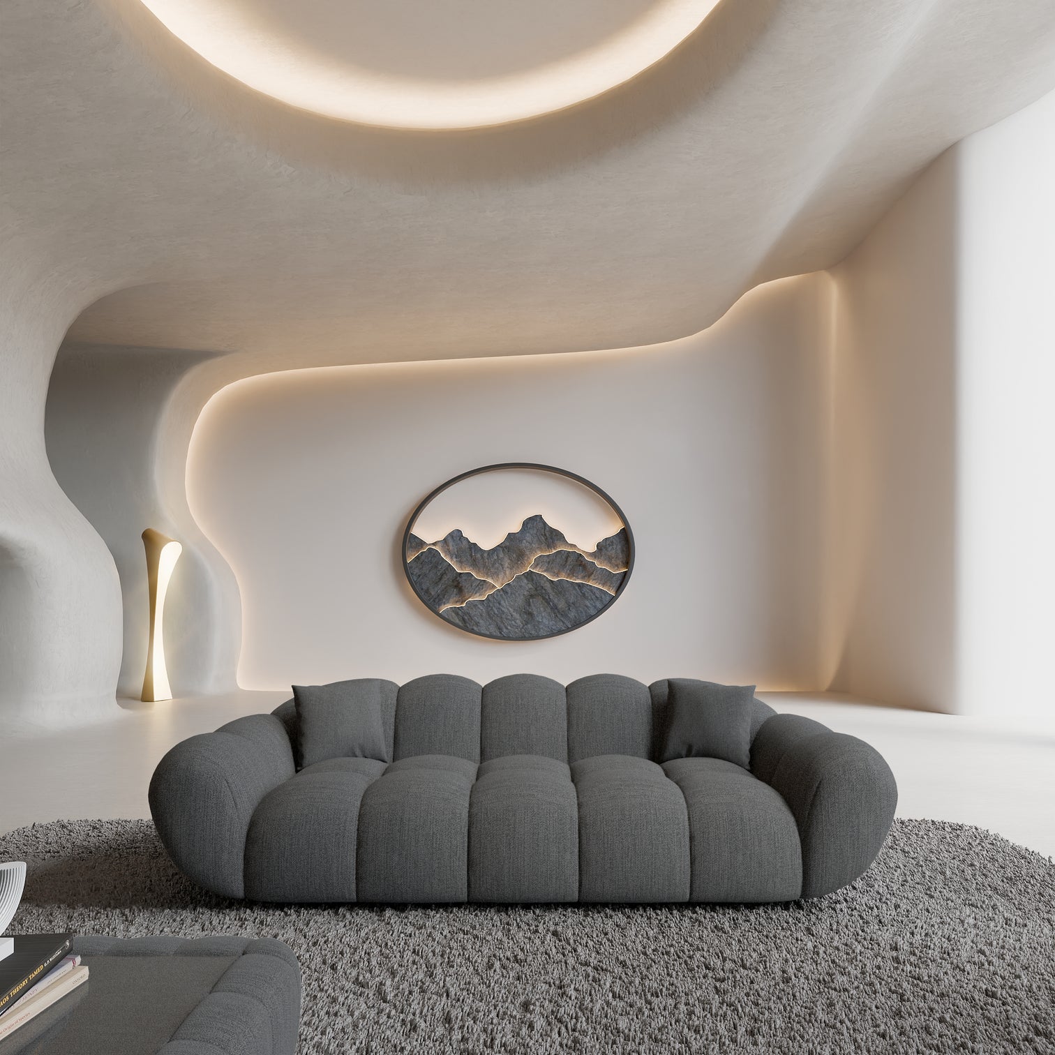
3-seat designer sofa “Levante” with textured fabric upholstery - Textured fabric Anthracite