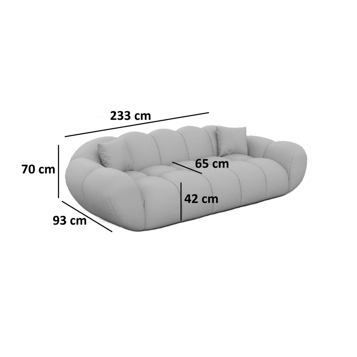 
Canapé design 3 places « Levante » avec revêtement en tissu structuré - Tissu texturé Anthrazit