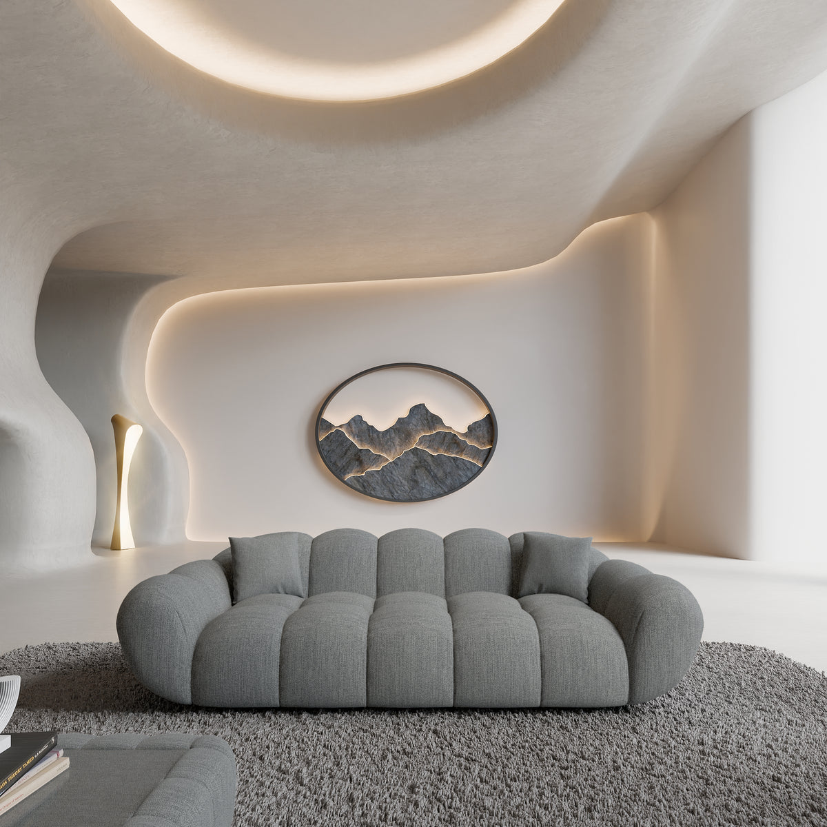 
Divano di design a 3 posti «Levante» con rivestimento in tessuto strutturato - Tessuto strutturato Grigio
