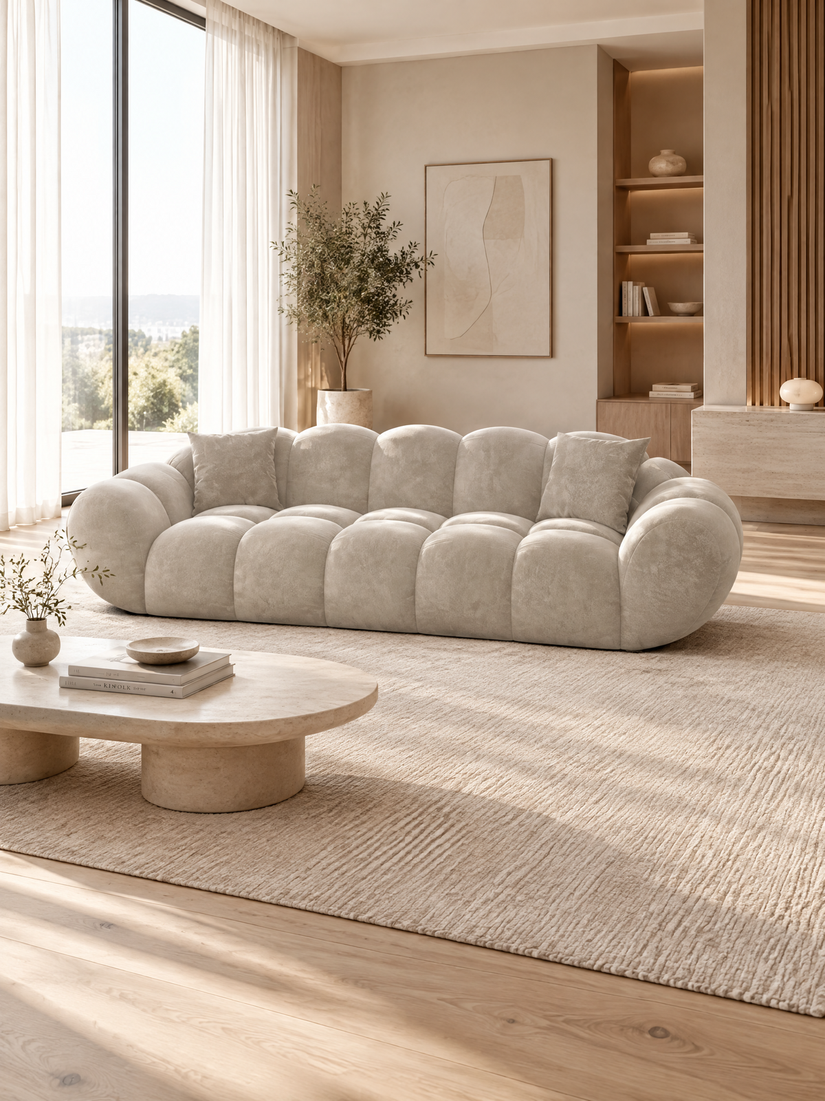 
Divano di design a 3 posti «Levante» con rivestimento in velluto - Rivestimento in velluto Beige scuro