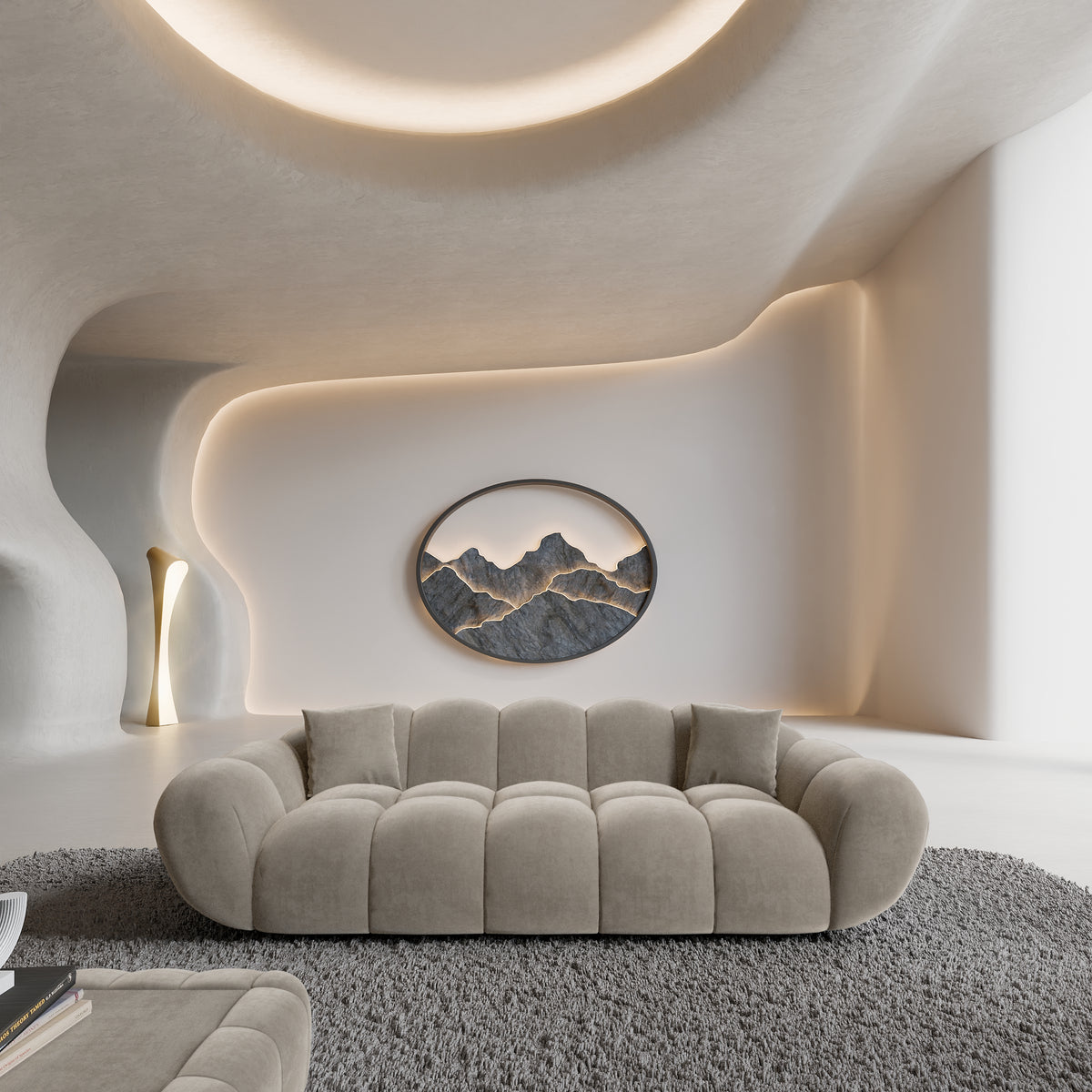 
Divano di design a 3 posti «Levante» con rivestimento in velluto - Rivestimento in velluto Beige scuro