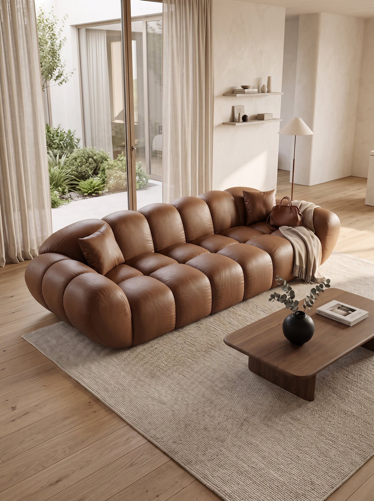 
4-seat designer genuine leather sofa “Levante” - Genuine leather Choco Brown