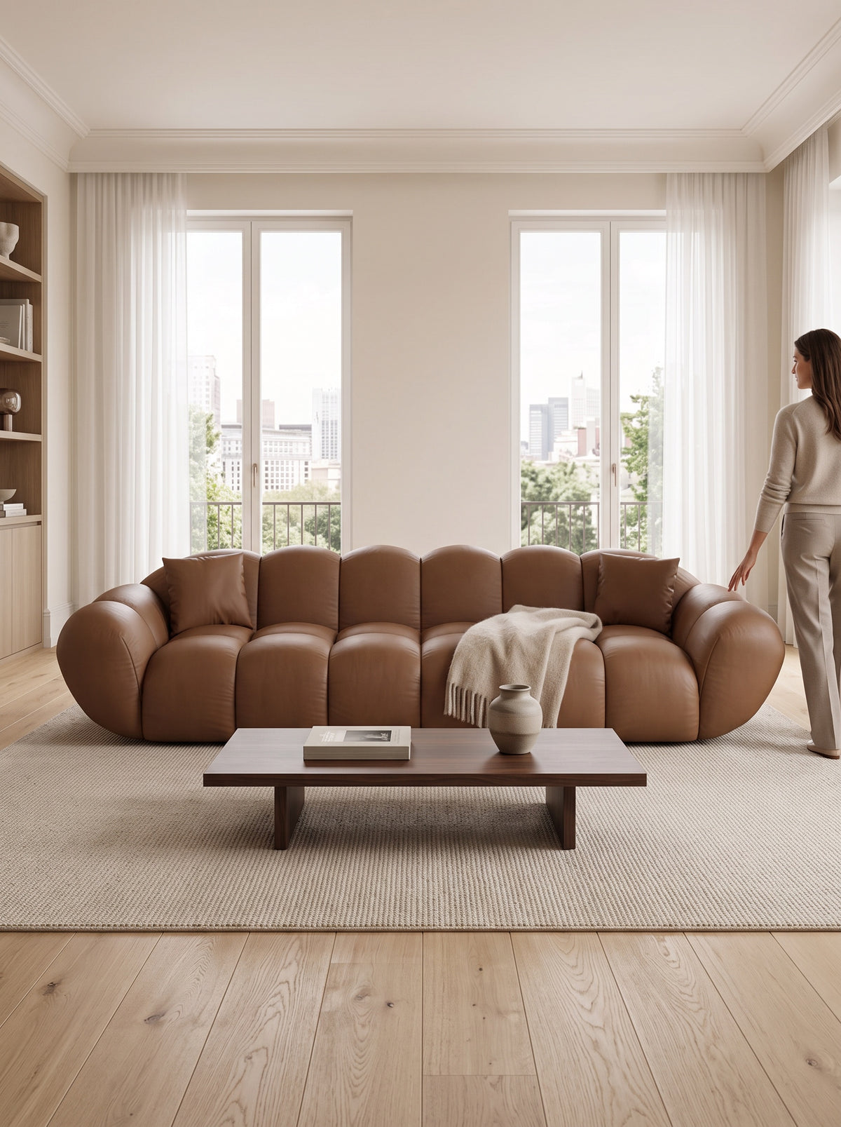 
4-seat designer genuine leather sofa “Levante” - Genuine leather Choco Brown