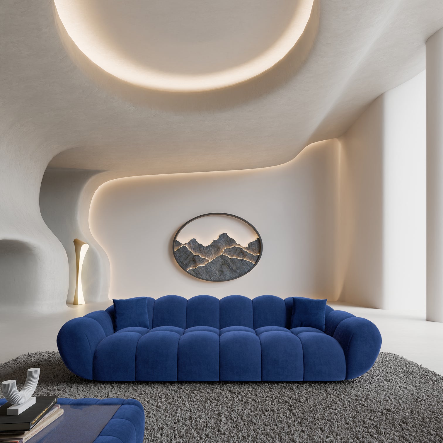 
4-seat designer sofa “Levante” with velvet upholstery - Velvet cover Royal Blue
