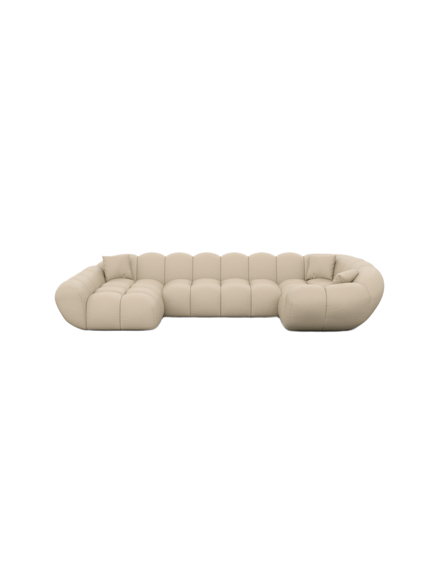 
Canapé panoramique design 6 places en cuir véritable « Levante XL » - Cuir véritable Beige / Côté long gauche