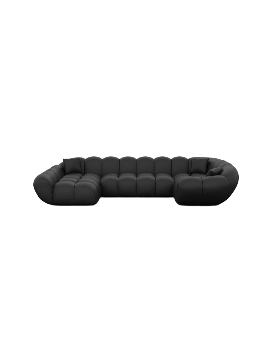
Canapé panoramique design 6 places en cuir véritable « Levante XL » - Cuir véritable Beige / Côté long gauche