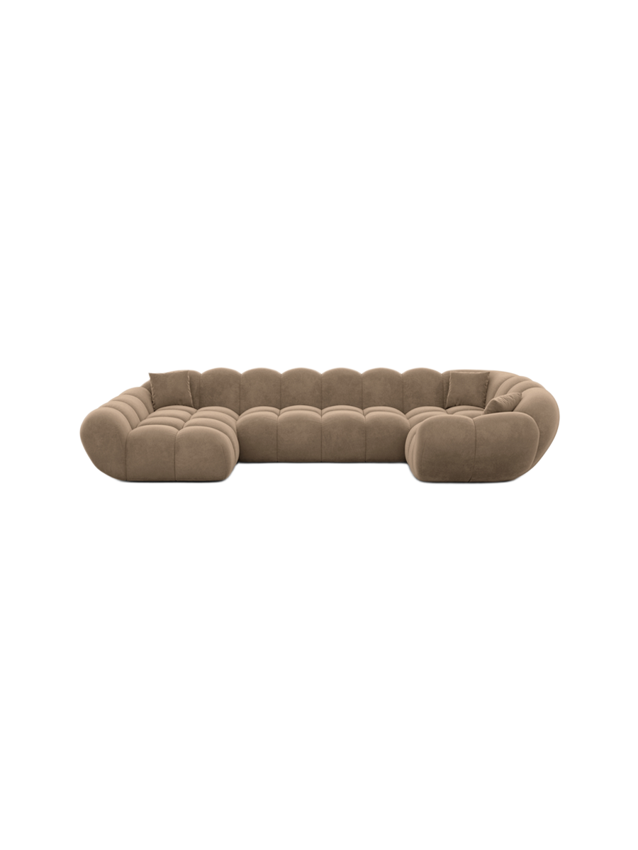 
6-seat designer panoramic sofa “Levante XL” with velvet upholstery - Velvet cover Royal Blue / Long side left