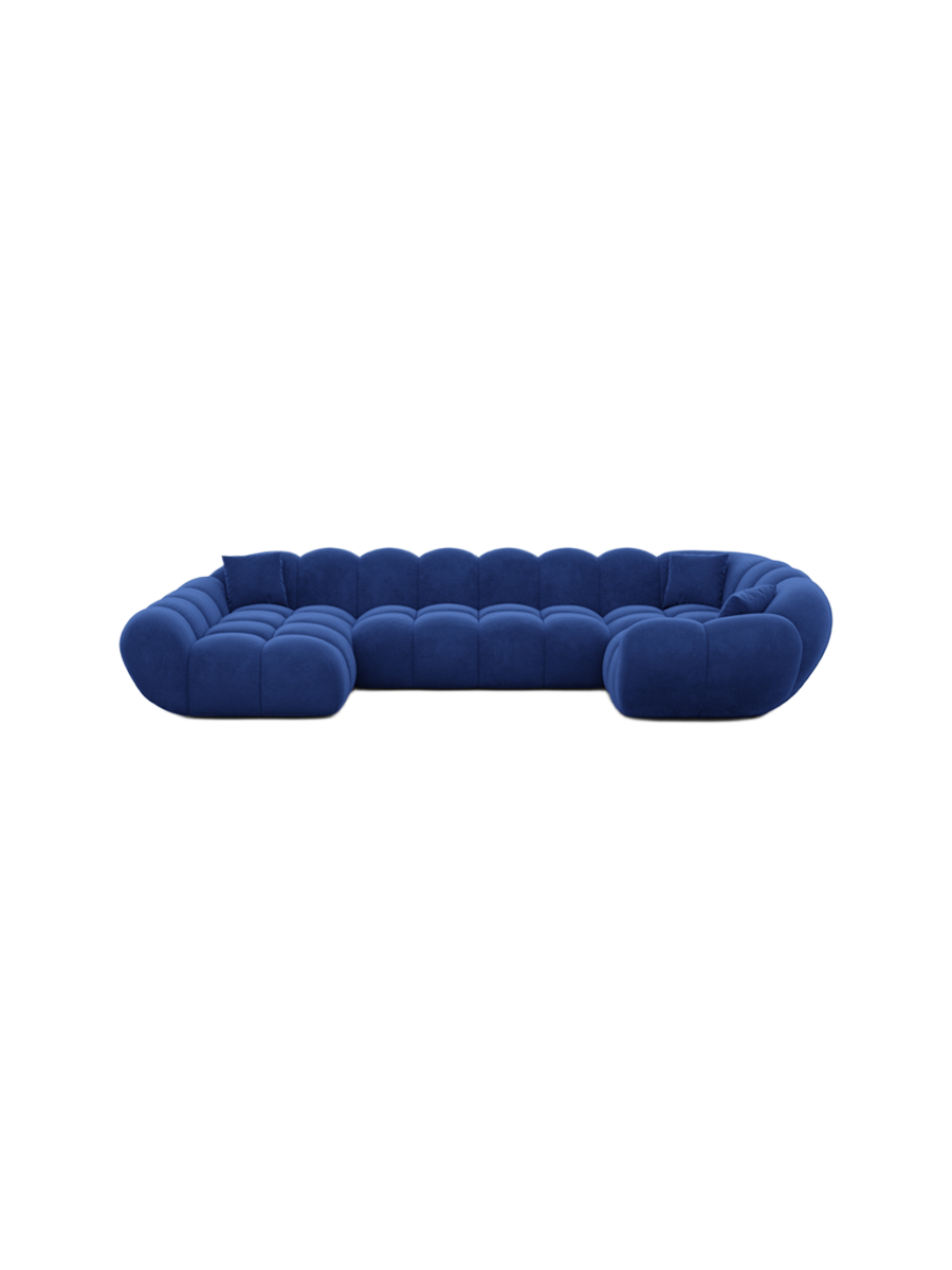
6-seat designer panoramic sofa “Levante XL” with velvet upholstery - Velvet cover Royal Blue / Long side left