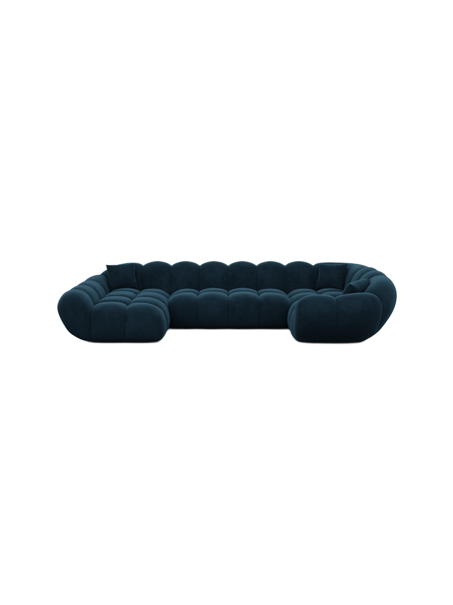 
6-seat designer panoramic sofa “Levante XL” with velvet upholstery - Velvet cover Royal Blue / Long side left