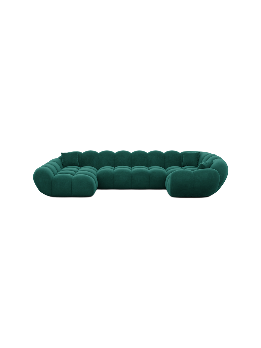 
6-seat designer panoramic sofa “Levante XL” with velvet upholstery - Velvet cover Royal Blue / Long side left