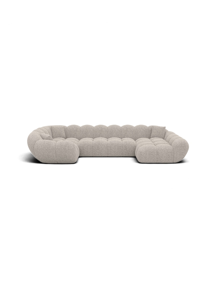 
6-seat designer panoramic sofa “Levante XL” with bouclé upholstery - Bouclé Toffee / Long side left