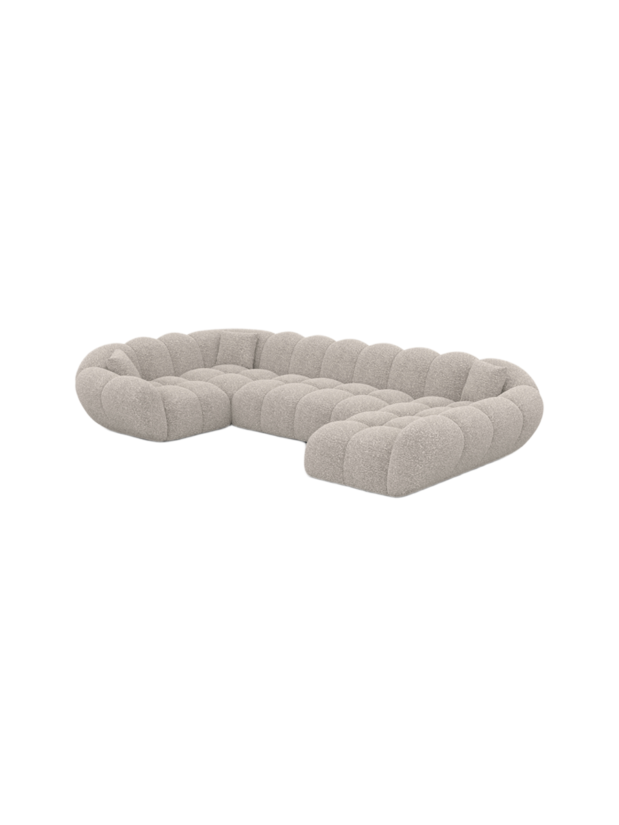 
Divano panoramico di design a 6 posti «Levante XL» con rivestimento in bouclé - Bouclé Toffee / Lato lungo a sinistra