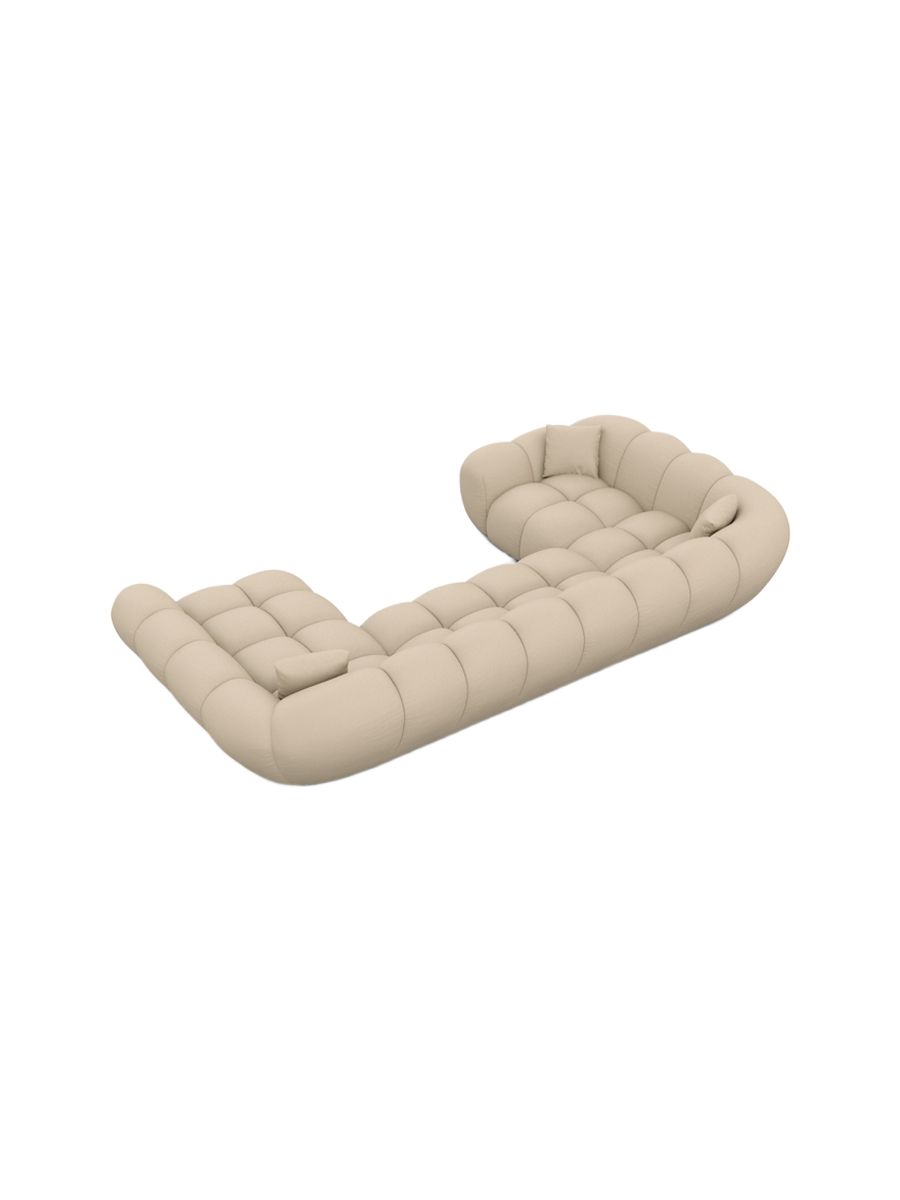 
Canapé panoramique design 6 places en cuir véritable « Levante XL » - Cuir véritable Beige / Côté long gauche