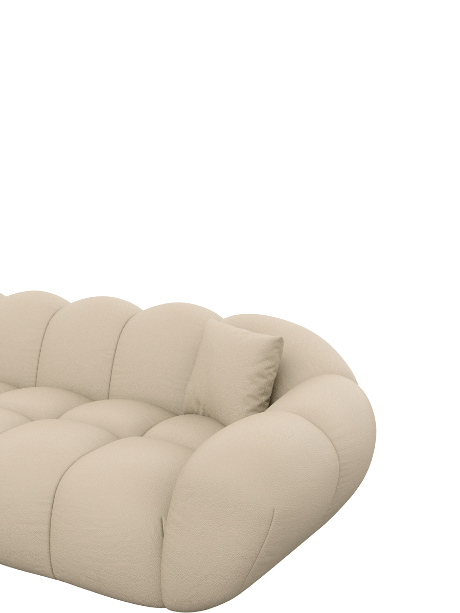 
Canapé panoramique design 6 places en cuir véritable « Levante XL » - Cuir véritable Beige / Côté long gauche