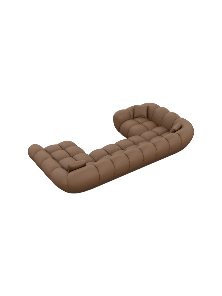 
Canapé panoramique design 6 places en cuir véritable « Levante XL » - Cuir véritable Choco Brown / Côté long gauche