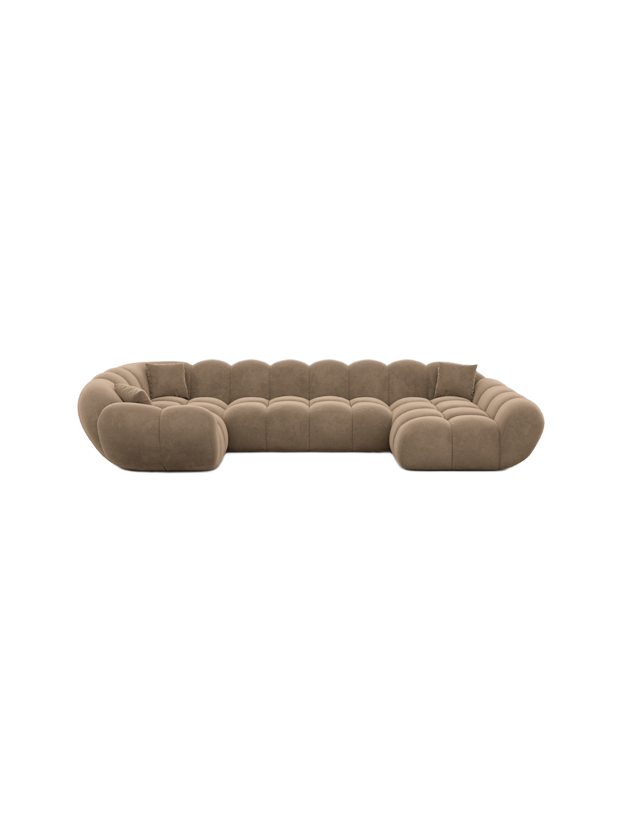 
6-seat designer panoramic sofa “Levante XL” with velvet upholstery - Velvet cover Royal Blue / Long side left
