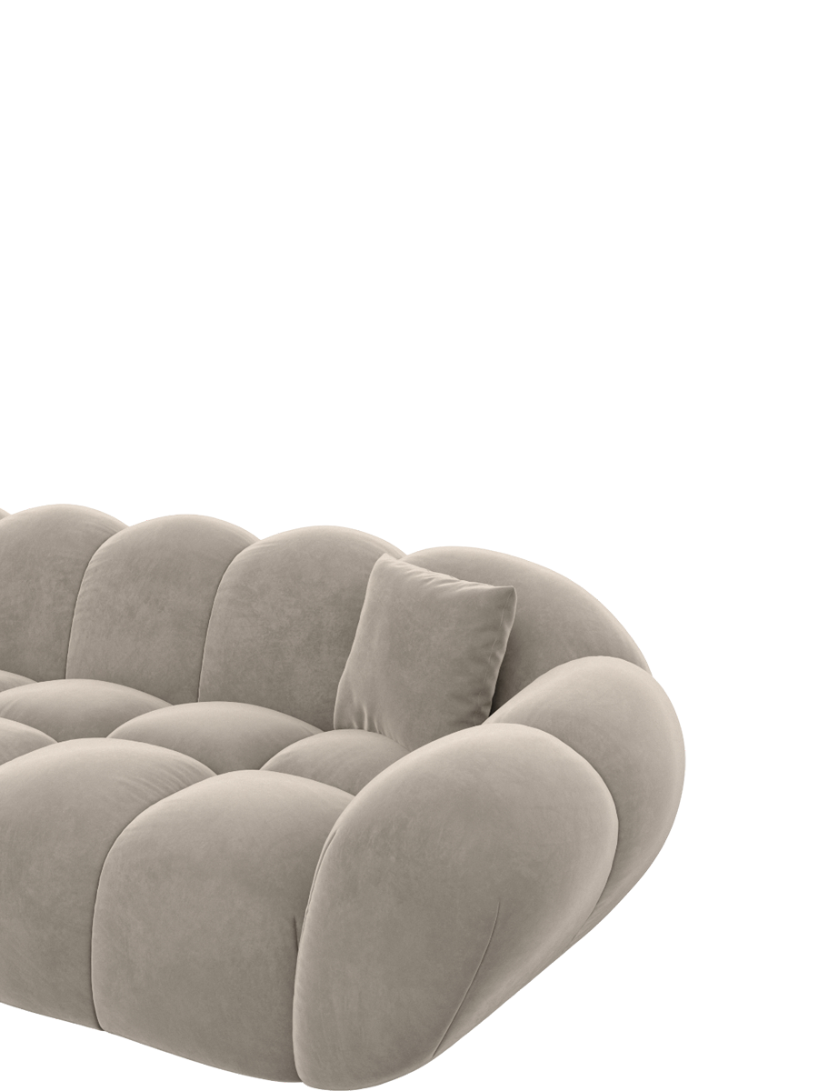 
Divano panoramico di design a 6 posti «Levante XL» con rivestimento in velluto - Rivestimento in velluto Beige scuro / Lato lungo a sinistra