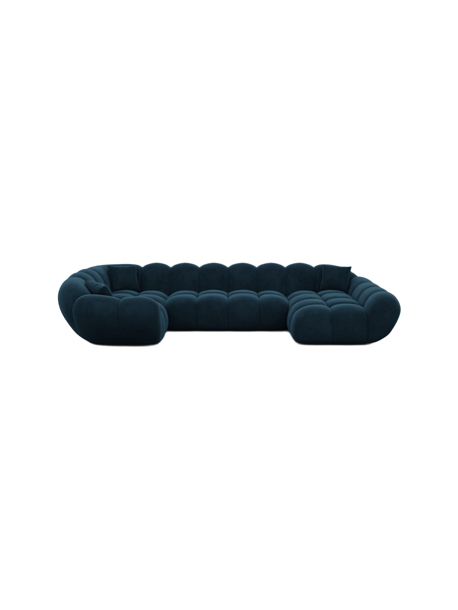 
6-seat designer panoramic sofa “Levante XL” with velvet upholstery - Velvet cover Royal Blue / Long side left