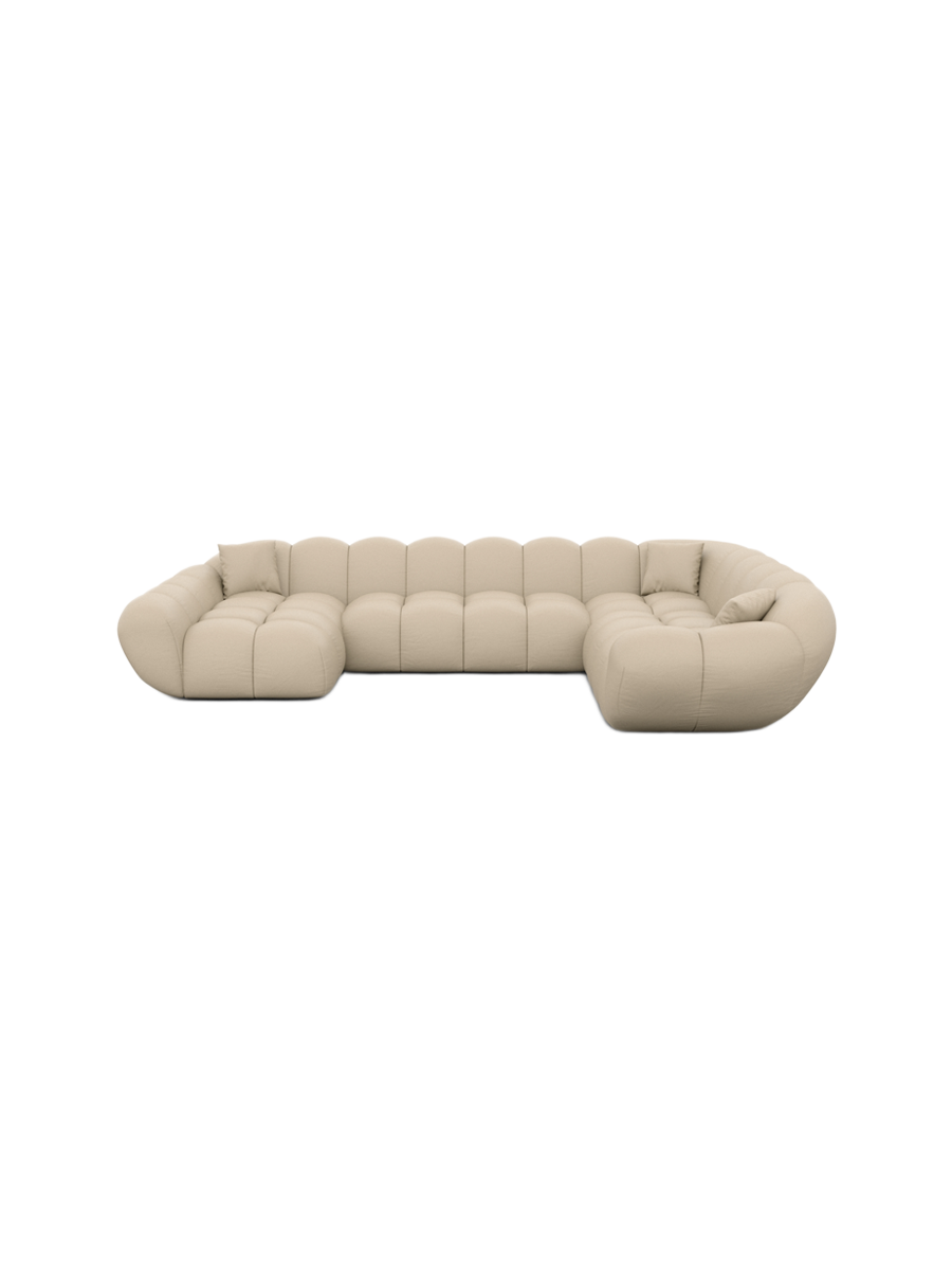
7-Sitzer Design Echtleder Panorama-Sofa „Levante XXL“ - Echtleder Beige / Lange Seite links