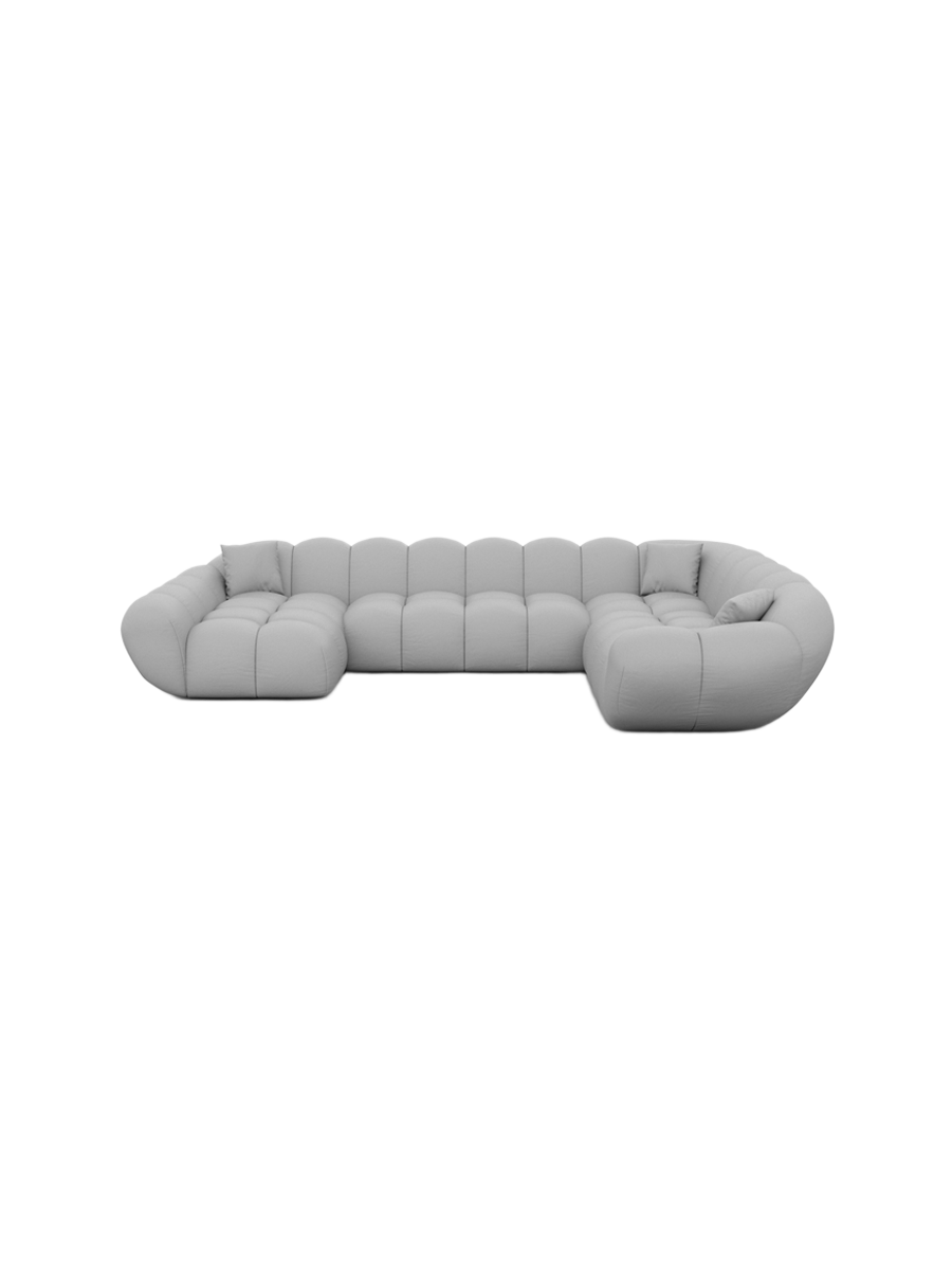 
7-Sitzer Design Echtleder Panorama-Sofa „Levante XXL“ - Echtleder Beige / Lange Seite links