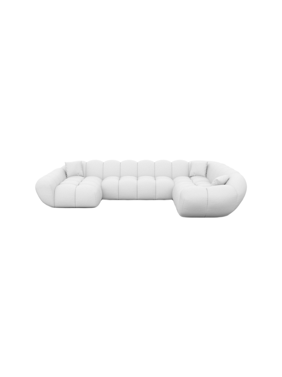 
7-Sitzer Design Echtleder Panorama-Sofa „Levante XXL“ - Echtleder Beige / Lange Seite links