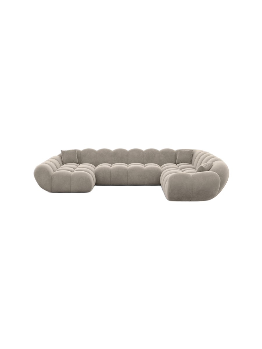 
7-seat designer panoramic sofa “Levante XXL” with velvet upholstery - Velvet cover Royal Blue / Long side left