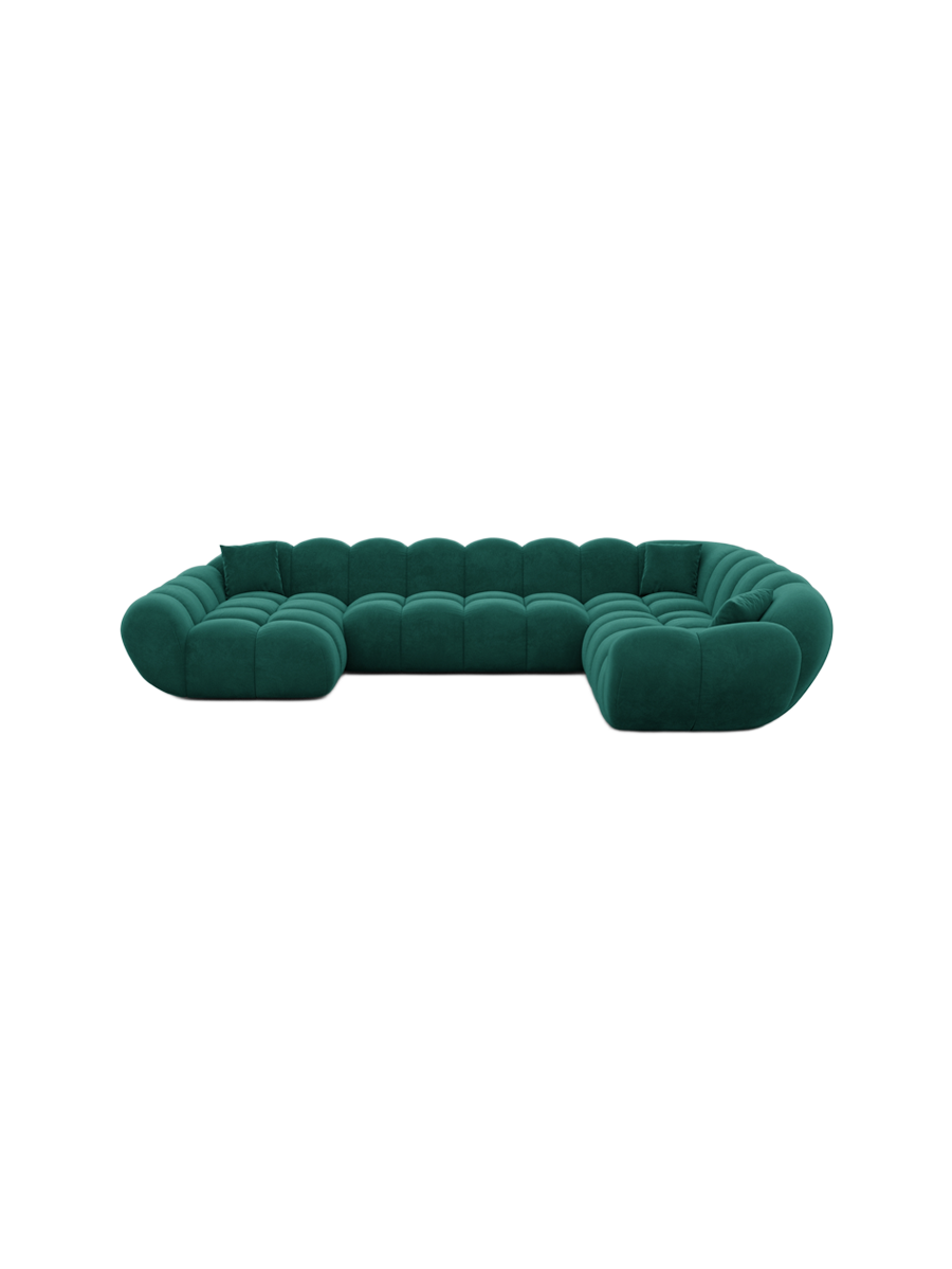
7-seat designer panoramic sofa “Levante XXL” with velvet upholstery - Velvet cover Royal Blue / Long side left