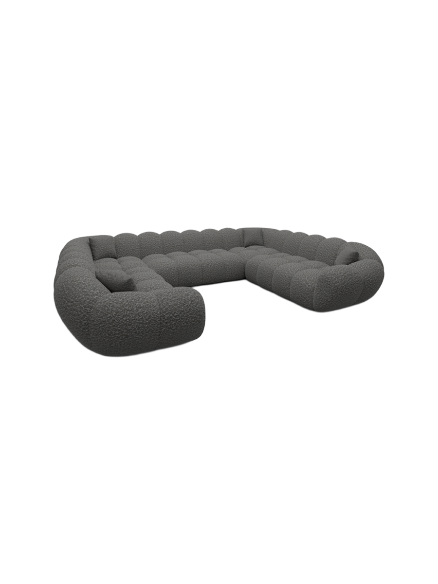 
7-Sitzer Design Panorama-Sofa „Levante Panorama“ mit Bouclé-Bezug - Bouclé Graphit