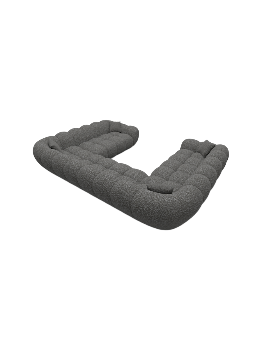 
7-Sitzer Design Panorama-Sofa „Levante Panorama“ mit Bouclé-Bezug - Bouclé Graphit