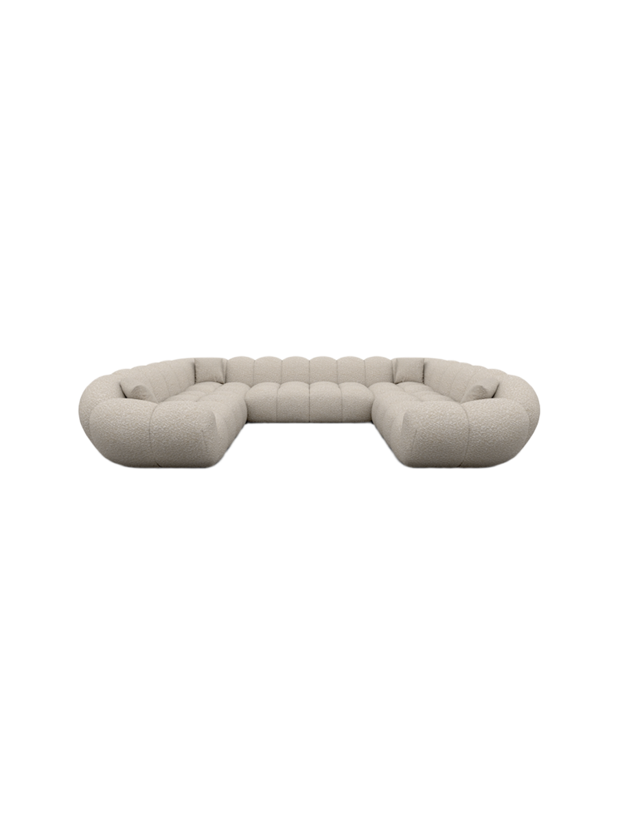 
7-Sitzer Design Panorama-Sofa „Levante Panorama“ mit Bouclé-Bezug - Bouclé Graphit